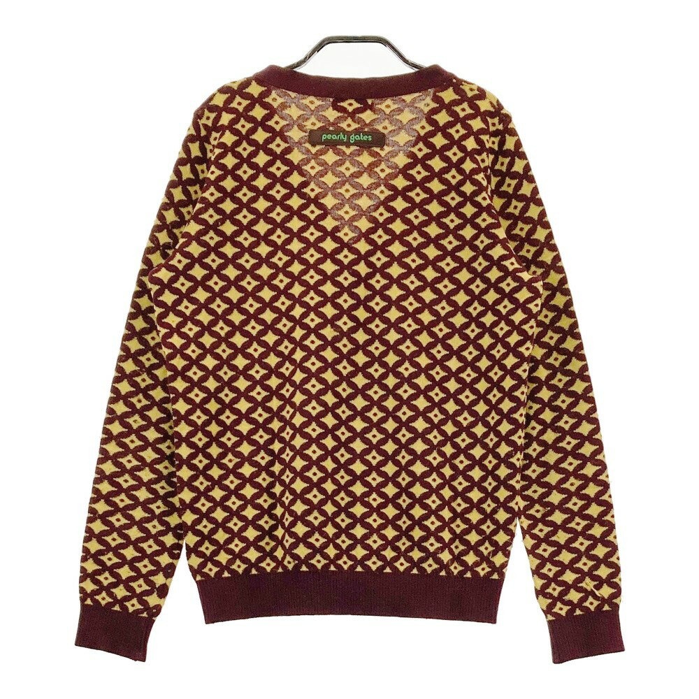 PEARLY GATES パーリーゲイツ ニットカーディガン 総柄 パープル系 1 【中古】ゴルフウェア レディース