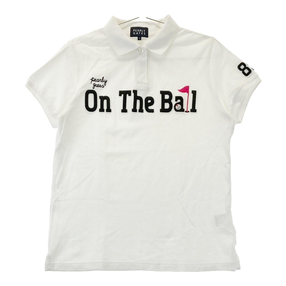 PEARLY GATES パーリーゲイツ 半袖ポロシャツ ニコちゃん ホワイト系 1 【中古】ゴルフウェア レディース
