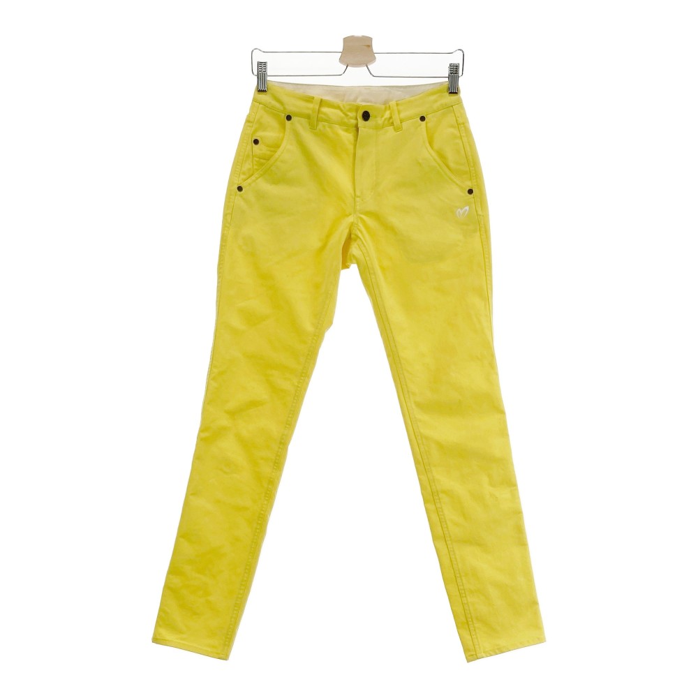 MASTER BUNNY EDITION マスターバニーエディション ロングパンツ 刺繍 イエロー系 0 【中古】ゴルフウェア レディース