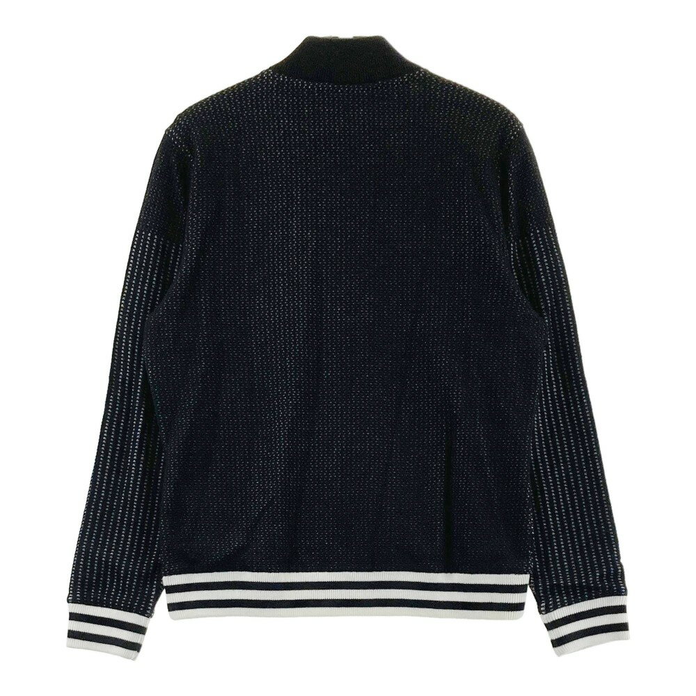 ADIDAS GOLF アディダスゴルフ 裏地付 ニット ジップジャケット ストライプ総柄 ブラック系 M 【中古】ゴルフウェア レディース