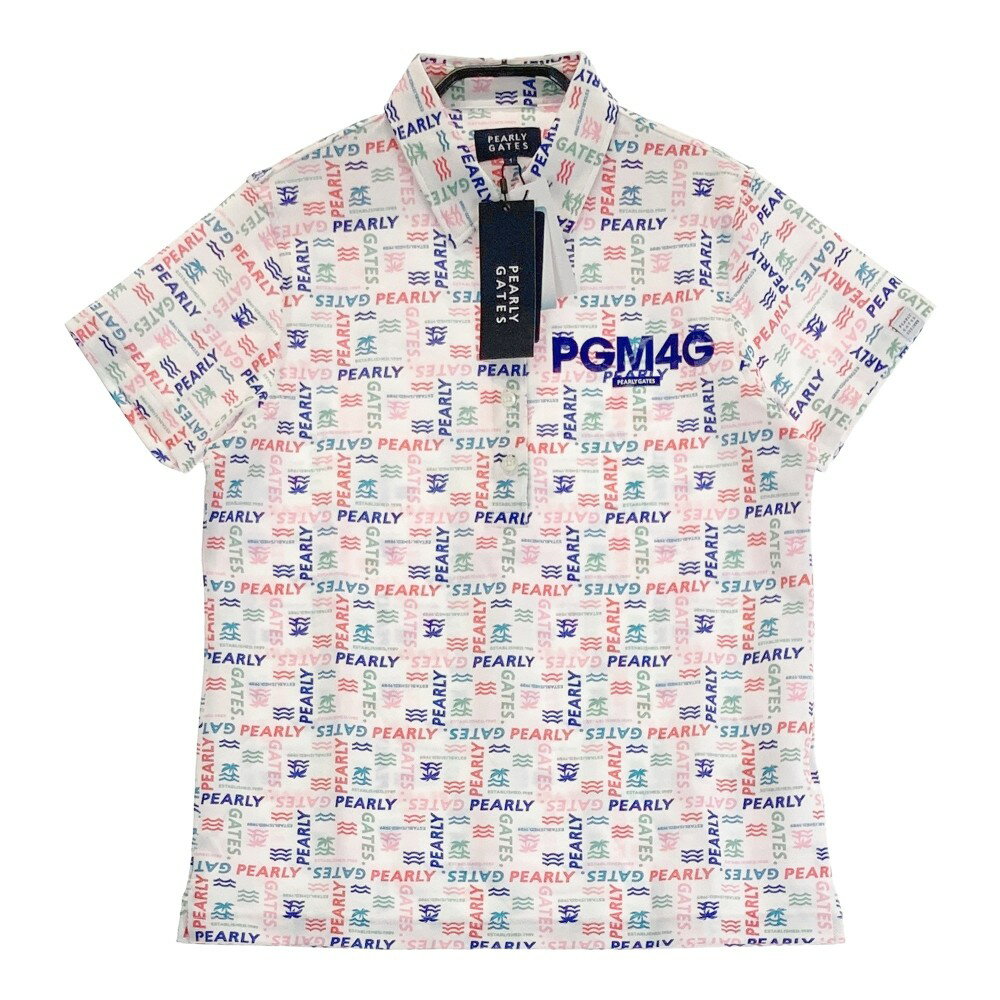 PEARLY GATES パーリーゲイツ 2023年モデル 半袖ポロシャツ 総柄 ホワイト系 1 【中古】ゴルフウェア レディース