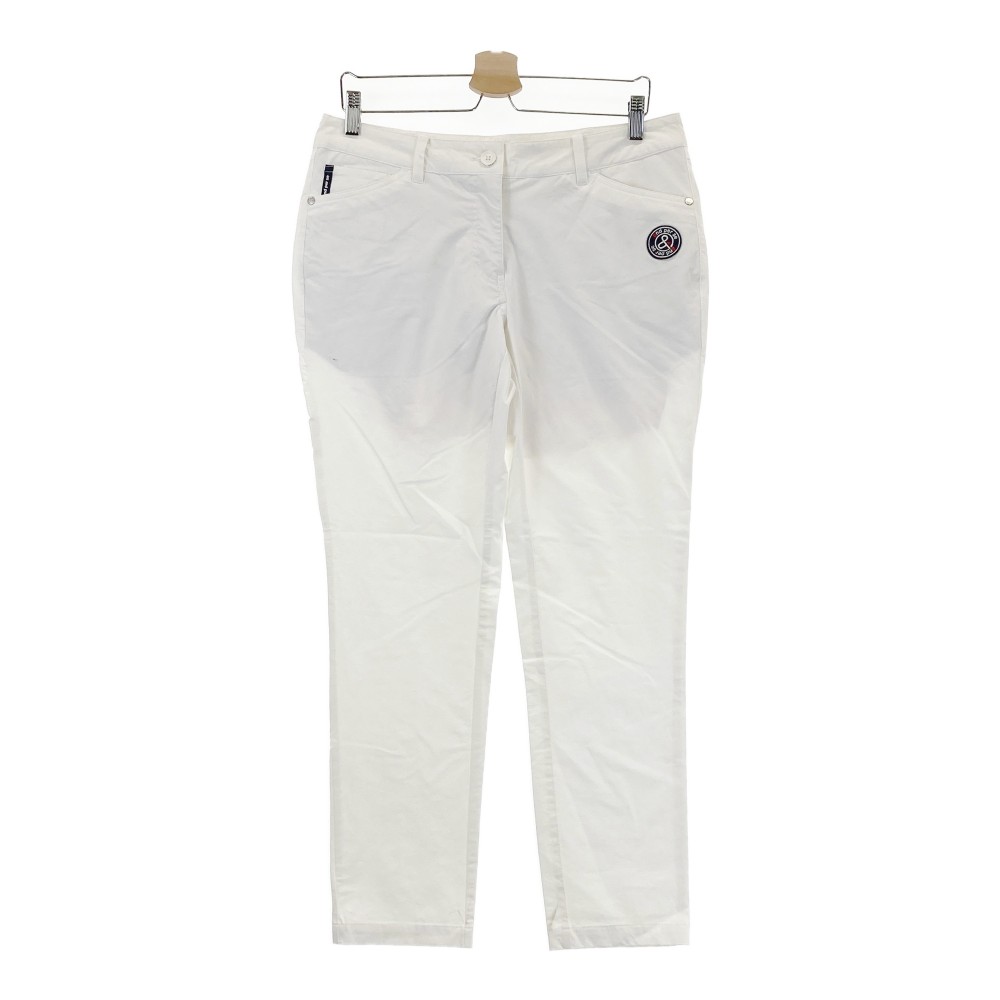 AND PER SE アンパスィ ストレッチパンツ ホワイト系 LL 【中古】ゴルフウェア レディース