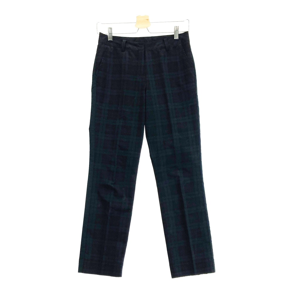 LANVIN SPORT ランバン スポール ロングパンツ メッシュ チェック柄 ブラック系 36 【中古】ゴルフウェア レディース