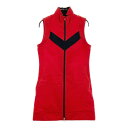 DESCENTE GOLF デサントゴルフ フルジップ ノースリーブワンピース レッド系 M 【中古】ゴルフウェア レディース