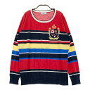 MUNSING WEAR マンシングウェア 長袖 ニットセーター ボーダー柄 レッド系 LL 【中古】ゴルフウェア レディース