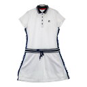 FILA GOLF フィラゴルフ 半袖ポロワンピース 総柄 ホワイト系 M 【中古】ゴルフウェア レディース