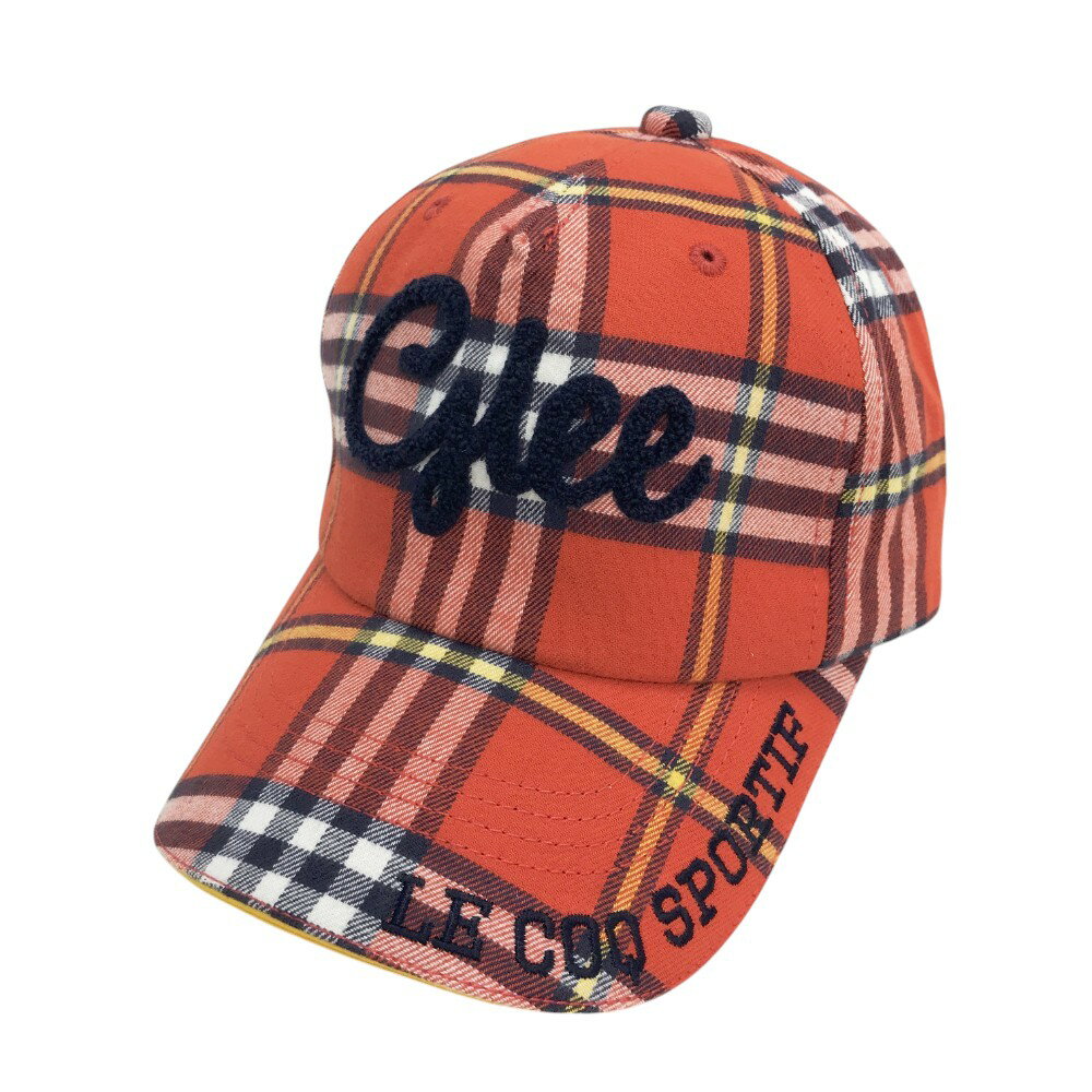 LECOQ GOLF ルコックゴルフ キャップ チェック柄 レッド系 55-57cm 【中古】ゴルフウェア