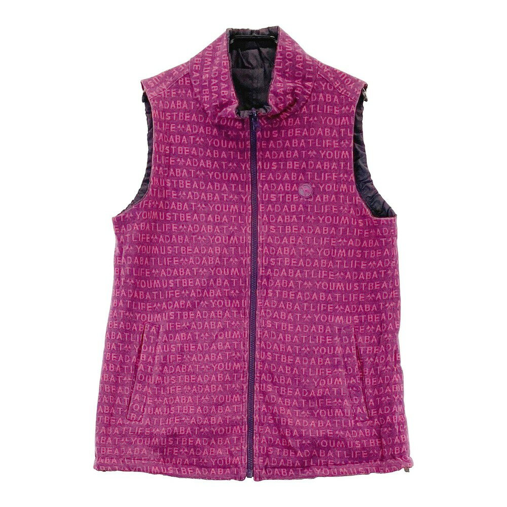 ADABAT アダバット リバーシブル ジップベスト 総柄 パープル系 38 【中古】ゴルフウェア レディース