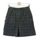 PEARLY GATES パーリーゲイツ ×PEANUTS 裏地付 スカート ロゴ総柄 グレー系 0 【中古】ゴルフウェア レディース(4)