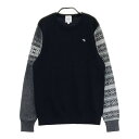 CALLAWAY SELECT キャロウェイ セレクト ウール混 ニットセーター 袖切替総柄 ブラック系 L 【中古】ゴルフウェア レディース