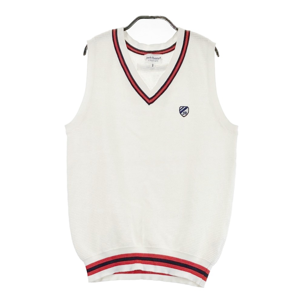 JACK BUNNY ジャックバニー Vネック ニットベスト ホワイト系 2 【中古】ゴルフウェア レディース