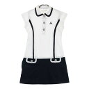 LECOQ GOLF ルコックゴルフ フレンチスリーブ ポロ ワンピース ホワイト系 M 【中古】ゴルフウェア レディース