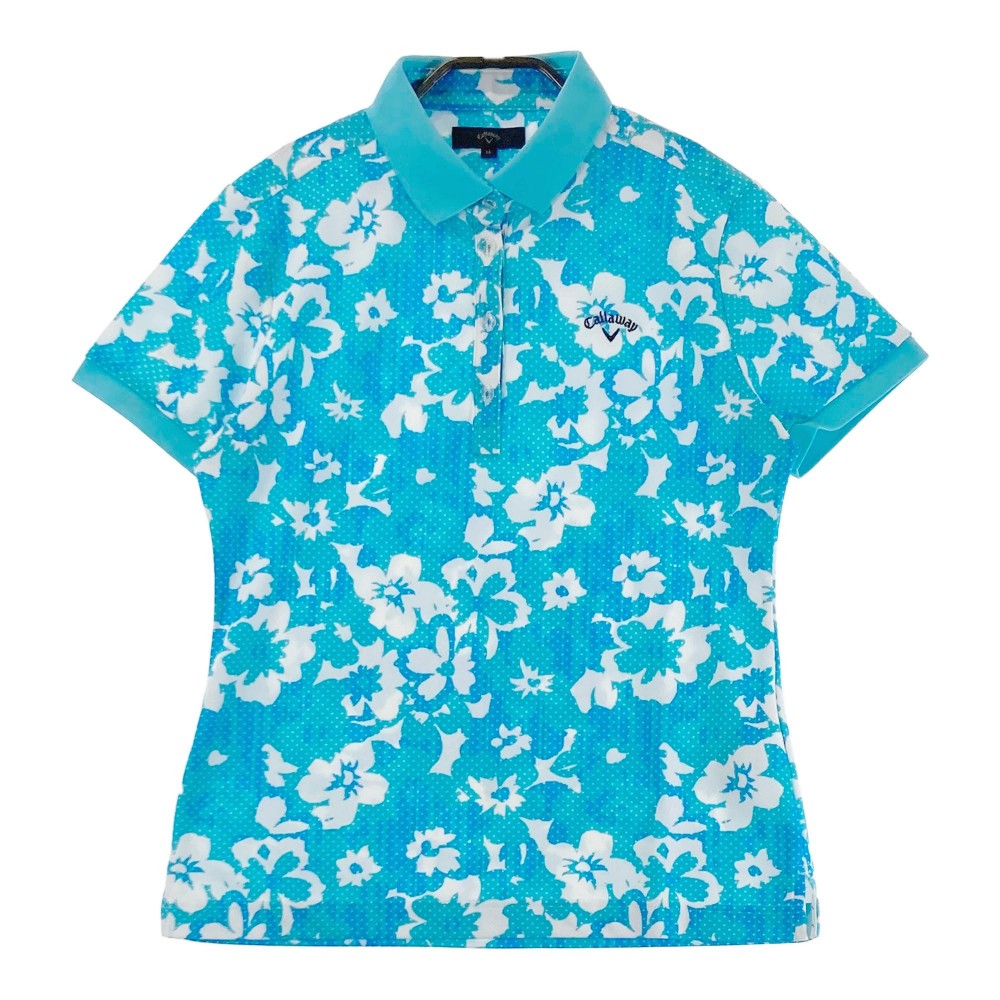 CALLAWAY キャロウェイ 半袖ポロシャツ 総柄 ブルー系 LL 【中古】ゴルフウェア レディース