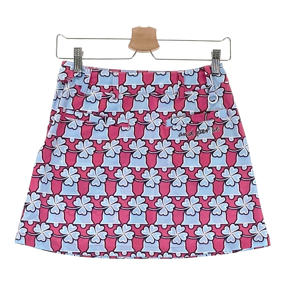 AND PER SE アンパスィ ; スカート クローバー 総柄 ピンク系 S 【中古】ゴルフウェア レディース