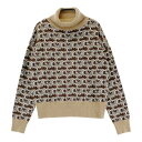 CALLEJERA カジェヘラ タートルネック ニットセーター 総柄 ブラウン系 1 【中古】ゴルフウェア レディース