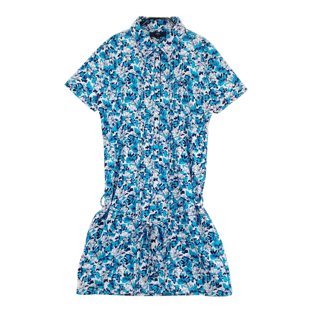 CALLAWAY キャロウェイ 半袖ワンピース 花 総柄 ブルー系 L 【中古】ゴルフウェア レディース