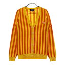 PEARLY GATES パーリーゲイツ ウールニットカーディガン ストライプ柄 イエロー系 1 【中古】ゴルフウェア レディース