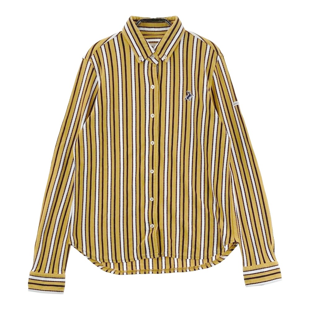 JACK BUNNY ジャックバニー 263-6261906 ジャガード　長袖シャツ ストライプ イエロー系 1 【中古】ゴルフウェア レディース
