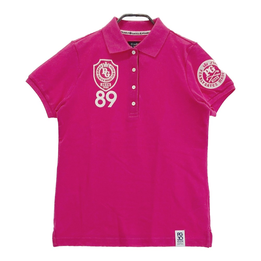 PEARLY GATES パーリーゲイツ 30周年モデル 半袖ポロシャツ ピンク系 0 【中古】ゴルフウェア レディース