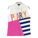 PEARLY GATES パーリーゲイツ 2022年 2160410 ノースリーブポロシャツ カラフル ホワイト系 0 【中古】ゴルフウェア レディース