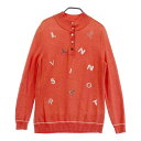 LANVIN SPORT ランバン スポール ウール混 ニットセーター 総柄 オレンジ系 38 【中古】ゴルフウェア レディース