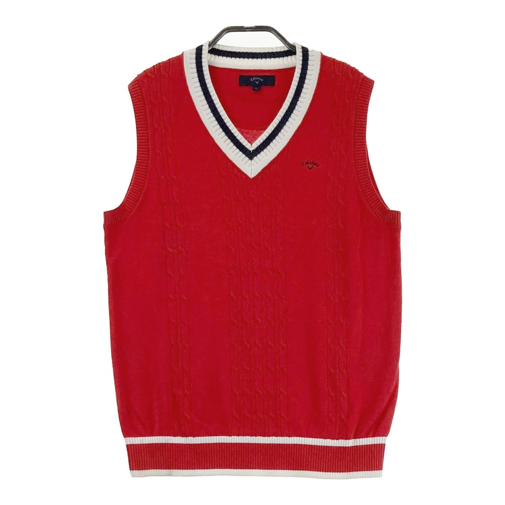 CALLAWAY キャロウェイ Vネック ニットベスト レッド系 L 【中古】ゴルフウェア レディース