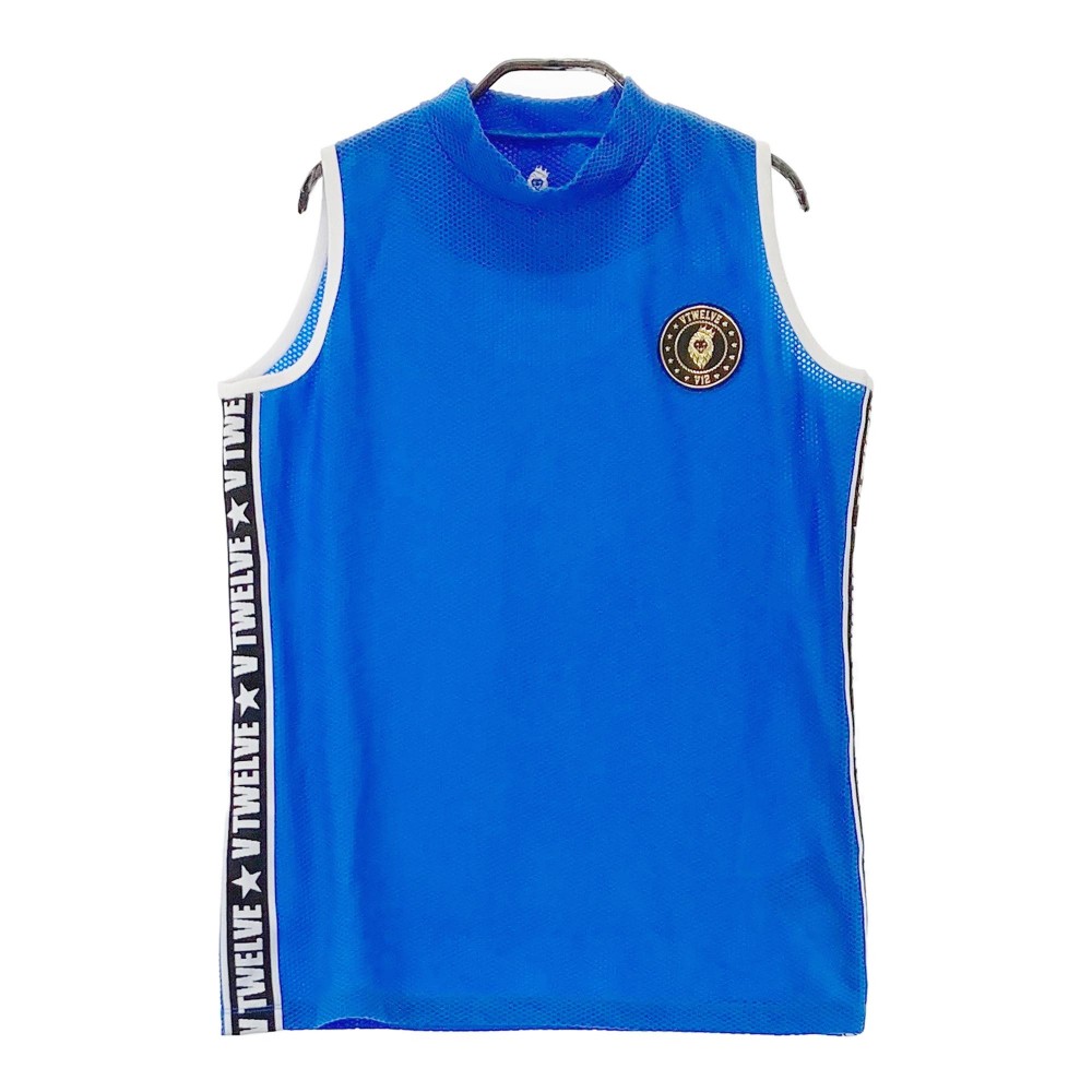 V12 ヴィトゥエルヴ ;2022年モデル ハイネック メッシュ ノースリーブTシャツ ブルー系 2 【中古】ゴルフウェア レディース