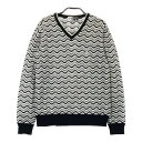BLACK&WHITE ブラックアンドホワイト Vネック ニットセーター 総柄 ブラック系 1 【中古】ゴルフウェア レディース