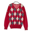 ZOY ゾーイ 長袖ニットセーター ダイヤ柄 レッド系 L 【中古】ゴルフウェア レディース