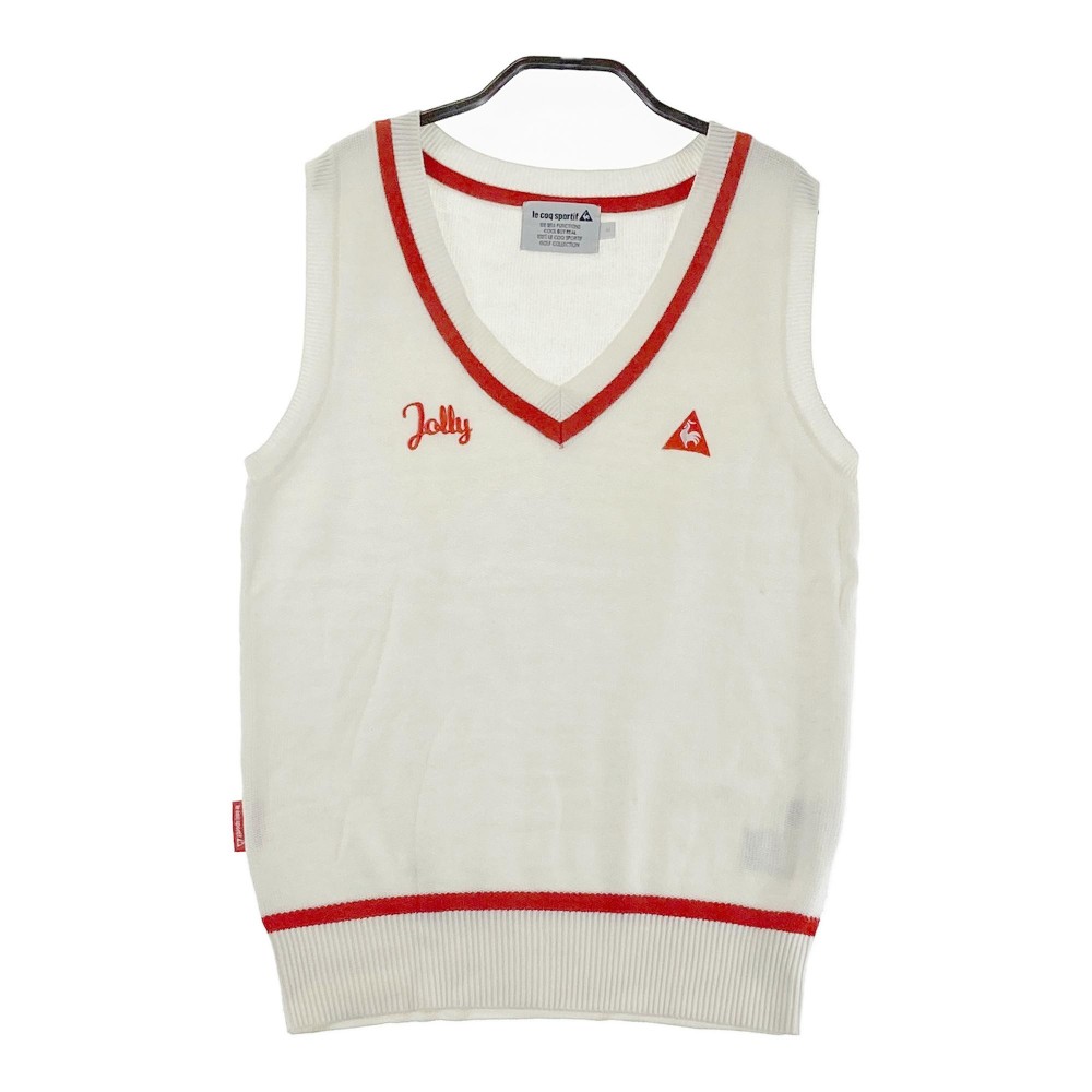 LECOQ GOLF ルコックゴルフ Vネックニットベスト ホワイト系 M 【中古】ゴルフウェア レディース