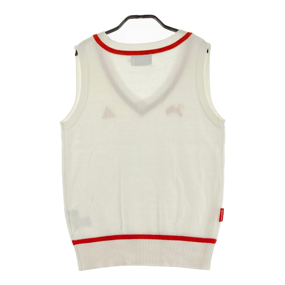 LECOQ GOLF ルコックゴルフ Vネックニットベスト ホワイト系 M 【中古】ゴルフウェア レディース