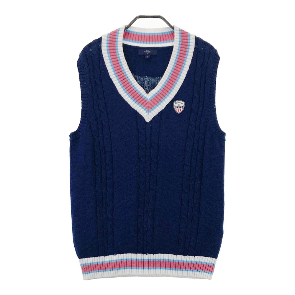 CALLAWAY キャロウェイ ニットベスト ネイビー系 LL 【中古】ゴルフウェア レディース