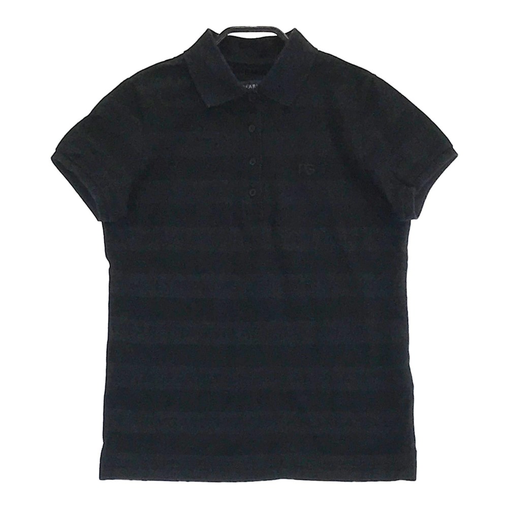 PEARLY GATES パーリーゲイツ 半袖ポロシャツ ボーダー柄 ブラック系 0 【中古】ゴルフウェア レディース