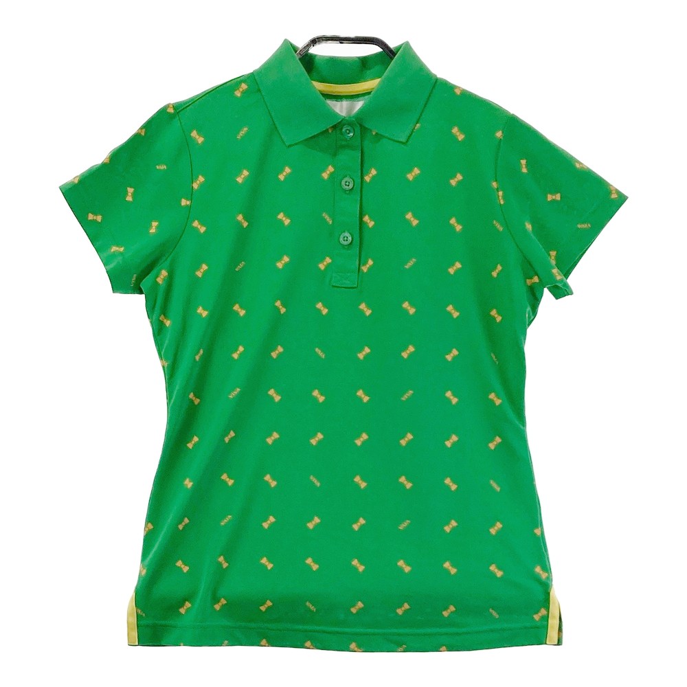 VIVA HEART ビバハート 半袖ポロシャツ リボン柄 グリーン系 40 【中古】ゴルフウェア レディース