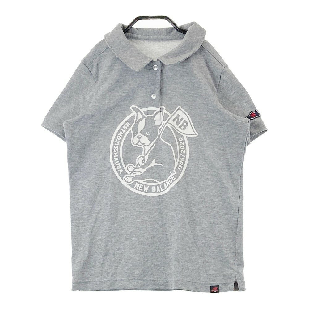NEW BALANCE GOLF ニューバランス 半袖ポロシャツ ブルドッグ柄 グレー系 1 【中古】ゴルフウェア レデ..
