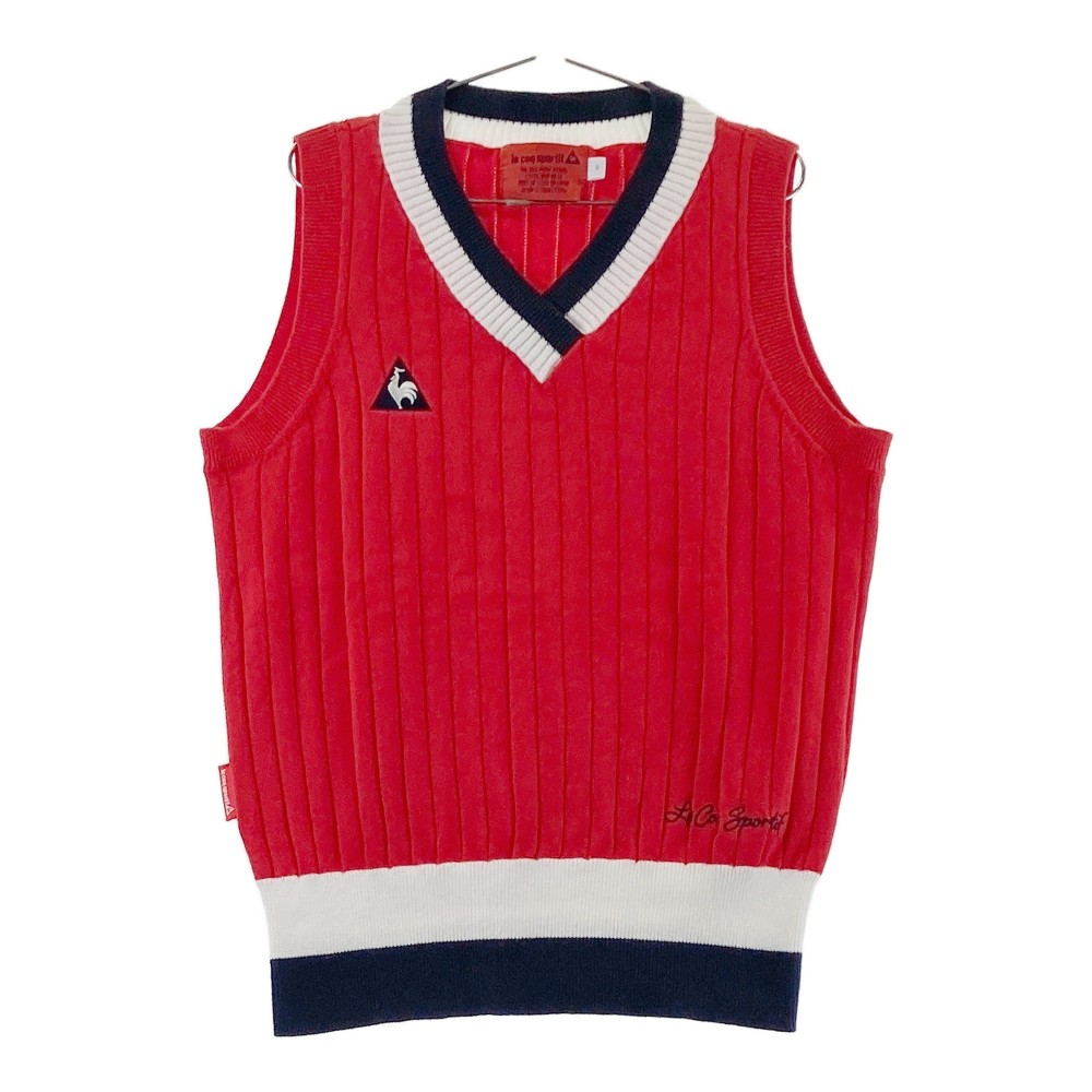 LECOQ GOLF ルコックゴルフ Vネック ニットベスト レッド系 S 【中古】ゴルフウェア レディース