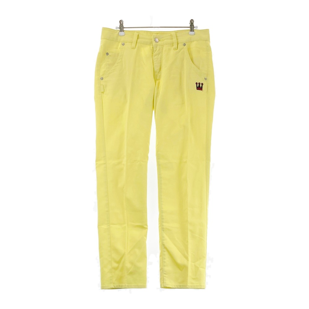 PEARLY GATES パーリーゲイツ ロングパンツ イエロー系 2 【中古】ゴルフウェア レディース