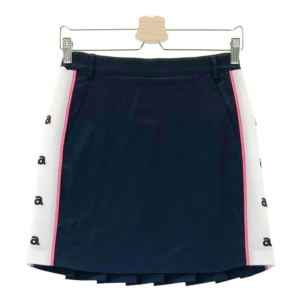 ARCHIVIO アルチビオ 裏地付 プリーツ切替 スカート ネイビー系 36 【中古】ゴルフウェア レディース