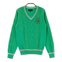 CALLAWAY キャロウェイ 長袖ニットセーター ケーブル編み グリーン系 S 【中古】ゴルフウェア レディース