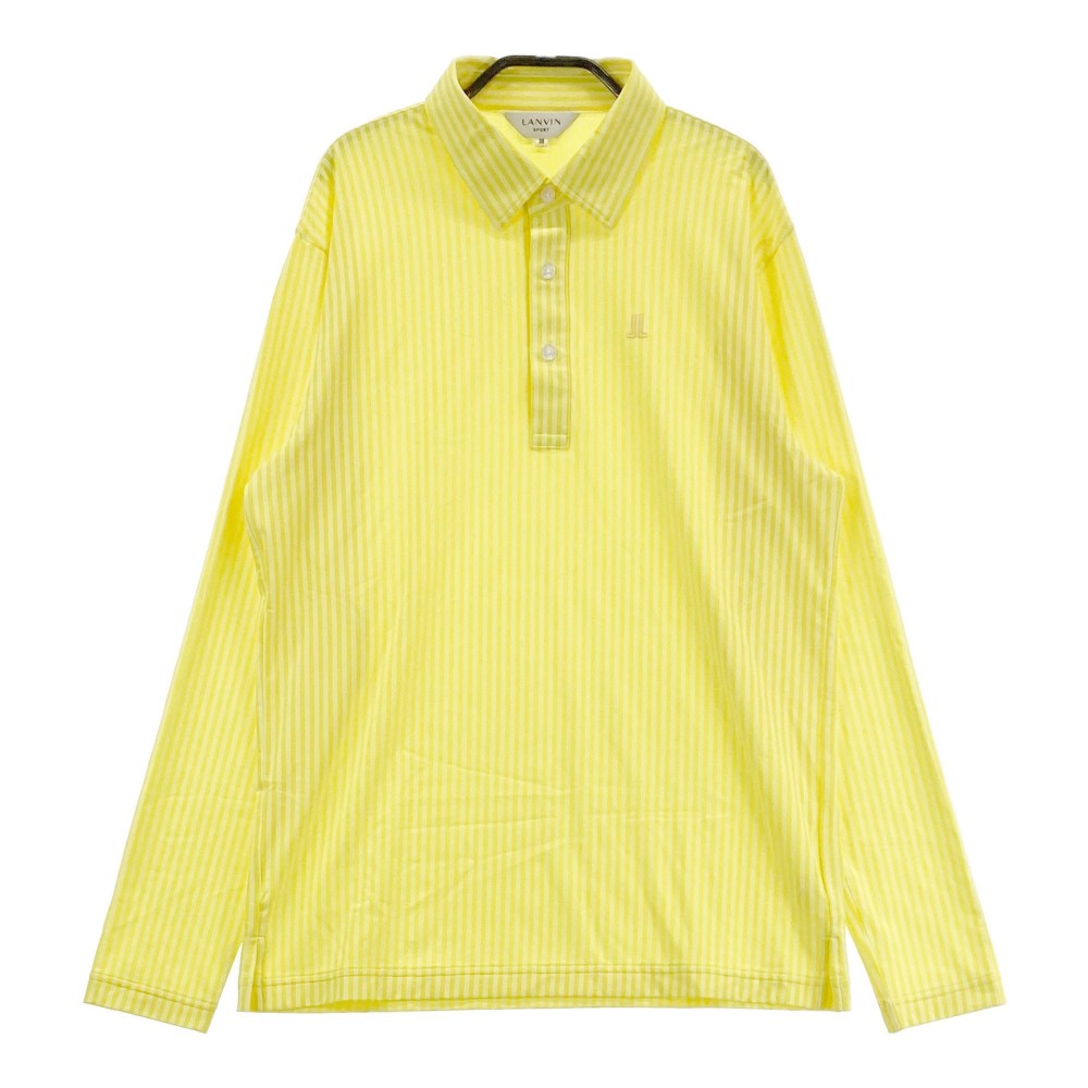LANVIN SPORT ランバン スポール 長袖ポロシャツ ストライプ柄 イエロー系 38 【中古】ゴルフウェア レディース