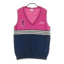 ADIDAS GOLF アディダスゴルフ A04984 ニットベスト ボーダー柄 ピンク系 L 【中古】ゴルフウェア レディース
