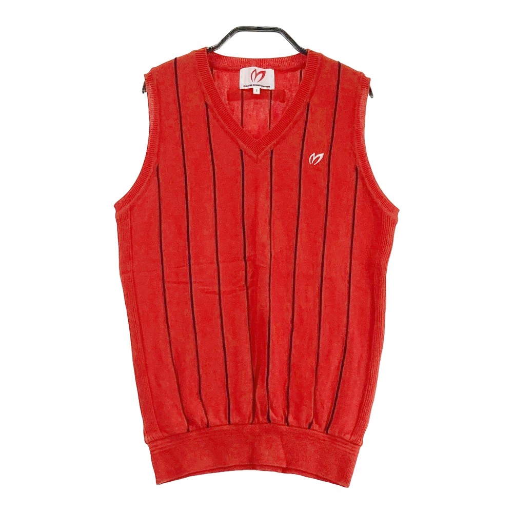 MASTER BUNNY EDITION マスターバニーエディション コットン ニットベスト ストライプ柄 レッド系 2 【中古】ゴルフウェア レディース