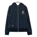 AND PER SE アンパスィ 裏起毛 スウェット ジップパーカー ストライプ柄 ネイビー系 M 【中古】ゴルフウェア レディース