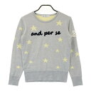 AND PER SE アンパスィ ウール混 ニットセーター 星柄 グレー系 M 【中古】ゴルフウェア レディース