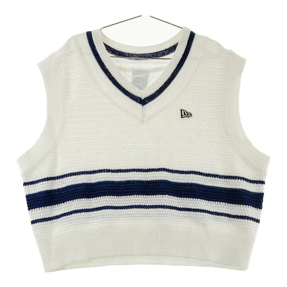 NEW ERA ニューエラ 2024年モデル Vネック ニットベスト ホワイト系 SMALL 【中古】ゴルフウェア レディース