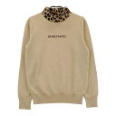 PEARLY GATES パーリーゲイツ 2022年モデル モックネック ニットセーター ヒョウ柄 レオパード ベージュ系 0 【中古】ゴルフウェア レディース