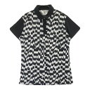 DESCENTE GOLF デサントゴルフ 半袖ポロシャツ 総柄 ブラック系 M 【中古】ゴルフウェア レディース