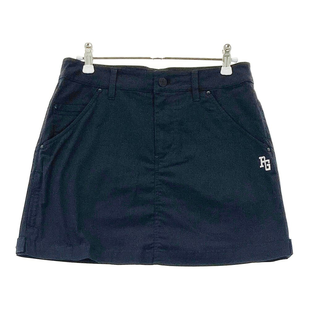 PEARLY GATES パーリーゲイツ ストレッチスカート チェック柄 ネイビー系 0 【中古】ゴルフウェア レデ..