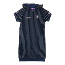 BEAMS GOLF ビームスゴルフ パープルレーベル 半袖パーカーワンピース ストライプ柄 ネイビー系 S 【中古】ゴルフウェア レディース