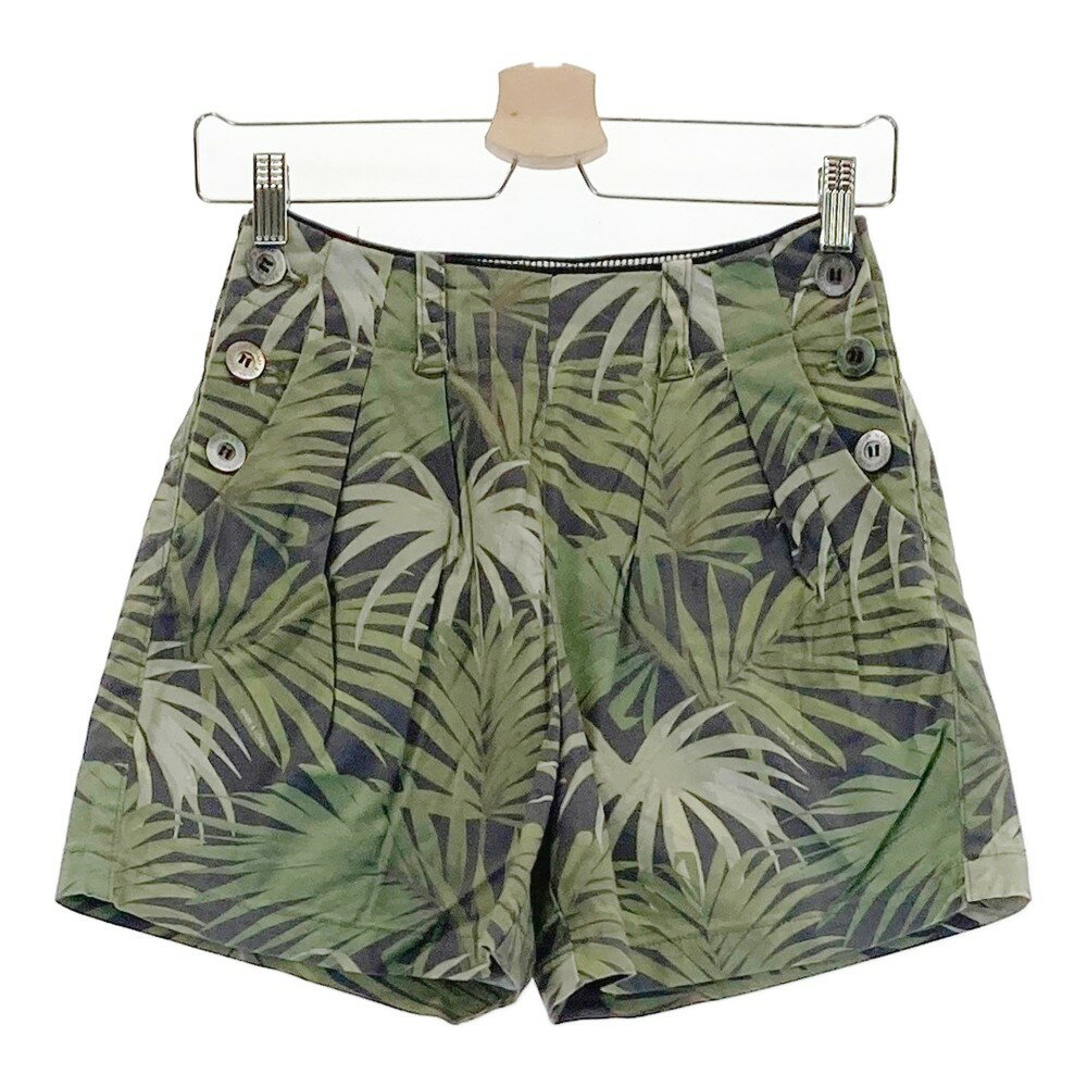 MARK&LONA マークアンドロナ キュロットパンツ ボタニカル 総柄 グリーン系 S 【中古】ゴルフウェア レディース